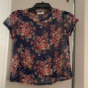 Teenbell mesh floral crop top